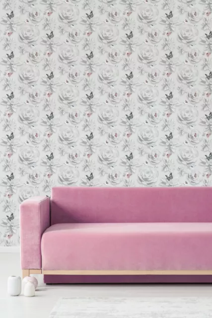 Fresco Pink Pandora Drama Floral Wallpaper