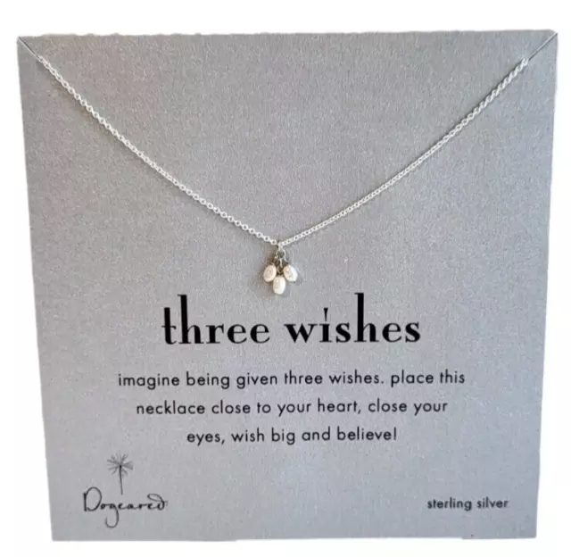 Dogeared Three Wishes White Freshwater Pearls Necklace 18 in Silver Chain