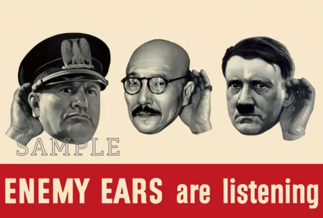 1940s WW2 Hitler Mussolini Tojo axis American propaganda postcard[P55]