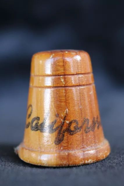 Vintage Collectible Wooden Sewing Thimble California 2