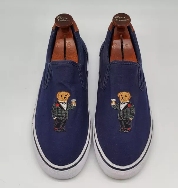 POLO RALPH LAUREN Men's 10.5 Thompson Martini Bear Slip On Shoes RETIRED EUC