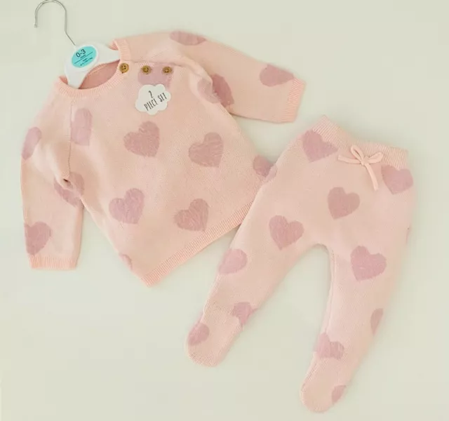 Pantaloni maglione 2 pezzi bambina George abito a maglia rosa cuori soffici set