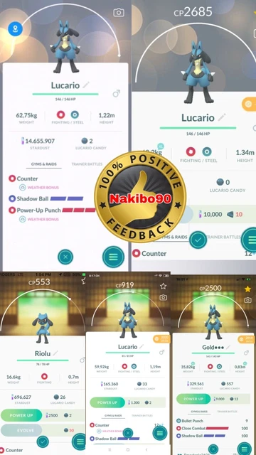 Pok&eacute;mon GO: Shiny Lucario LV40 Con 3 Mosse - Scambio In Game (20k Polvere O 1 Mulinello)