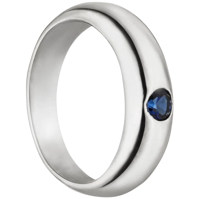 JOBO  "30904" Kinder Taufring 333 Gold Weißgold 1 blauer Safir Taufanhänger