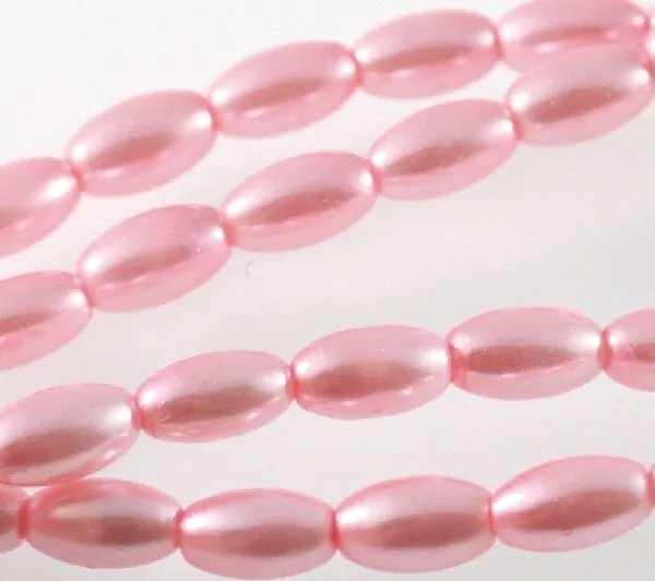 Perle à base de verre, 1 brin (52) rose foncé 7 x 4 mm-8 x 4 mm ovale avec trou de 0,8 mm*