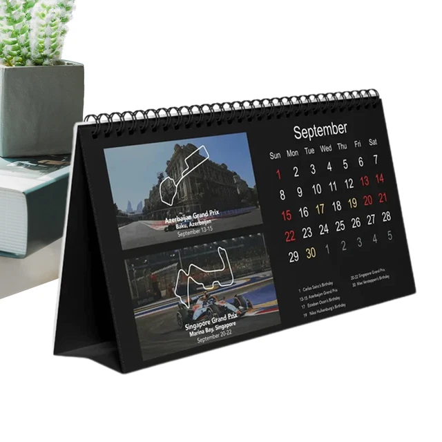 NEUER KALENDER 2025 Formel-F1-Rennwagen-Desktopkalender mit/Kunst 