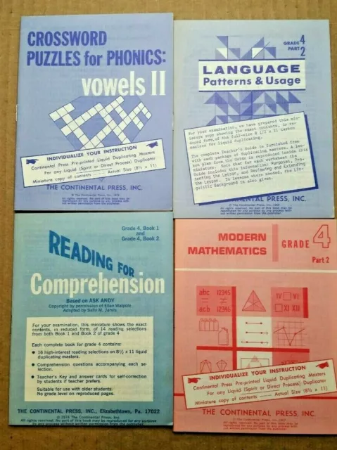 Four Vintage Mini Puzzle Math Reading Books 1960's 1970's Good Condition