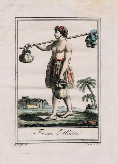 1780 - Raiatea Français Polynesia Island Pacific Vierge Engraving Imprimé Ancien