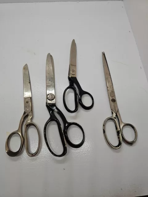 Lot Of 4 Vintage  WISS Pinking Shears & ITALY Hot Drop Forged HODGE  Scissors