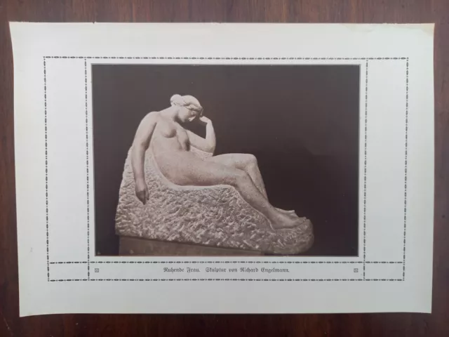 Richard Engelmann, Ruhende Frau, Skulptur, Bildhauer, Kunst, Abbildung, 1907