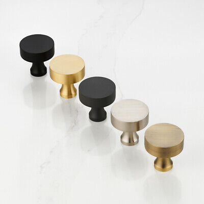 Solid Brass Gold, Black, Antique Gold, Grey And Silver Round Cupboard Door Knobs