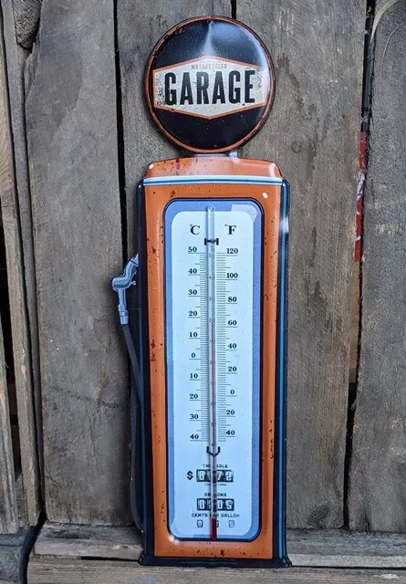 Thermometer Zapfsäule Garage Antik Vintage Retro Stil Deko Wohndeko Werkstatt