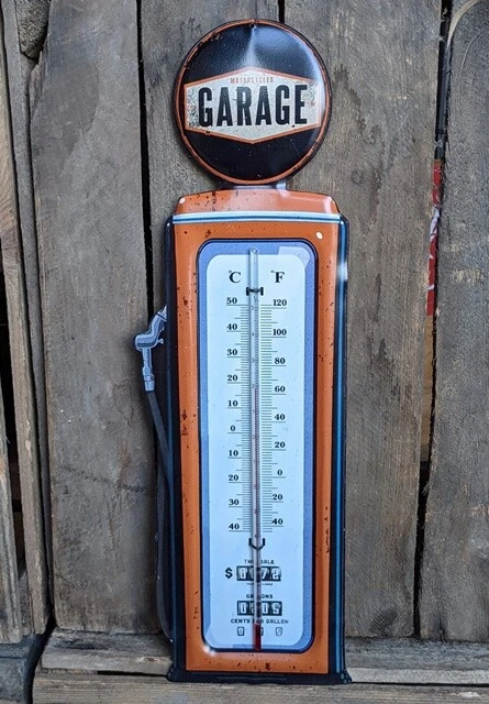 Thermometer Zapfsäule Garage Antik Vintage Retro Stil Deko Wohndeko Werkstatt