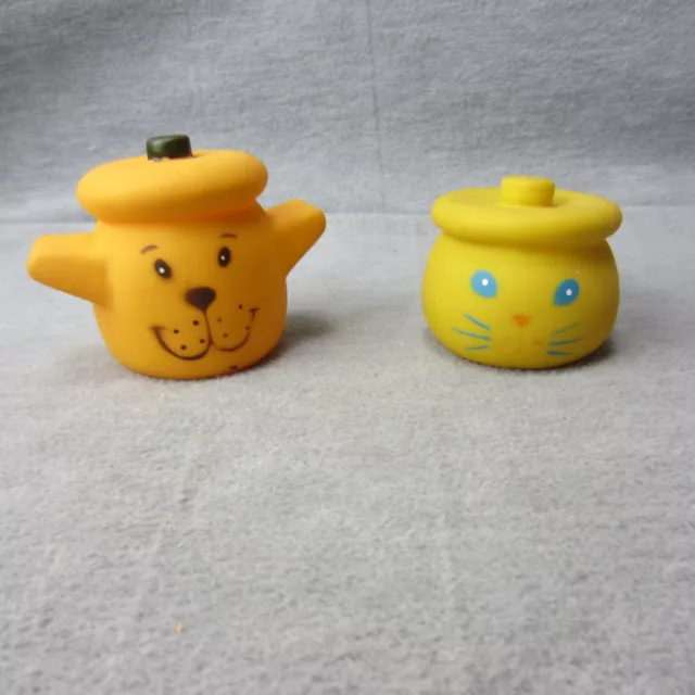 Vintage First Years HTF Squeaky Toy Tea Kettle & Puppy Face Jar