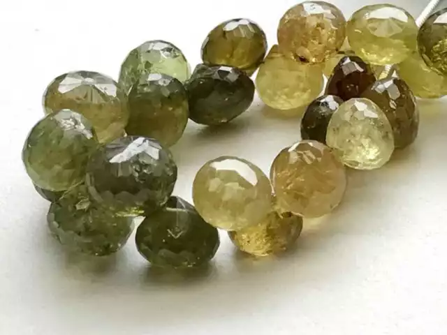 7-8 mm Green Garnet Beads, Green Garnet Faceted Onion Beads, Vesuvianite Beads