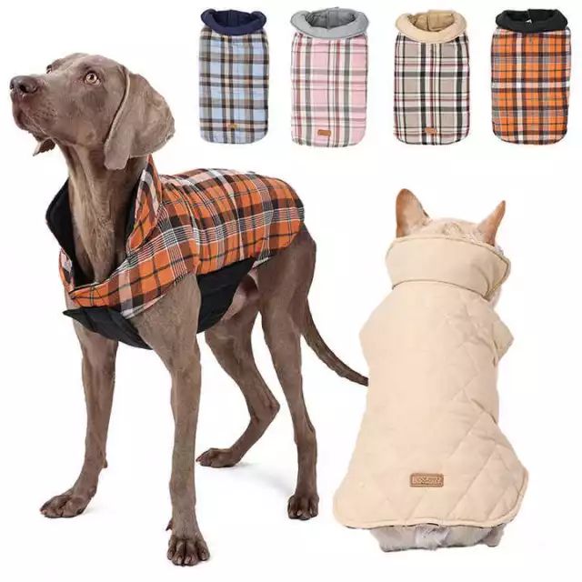 Dog Coats Small Medium Large Jackets Raincoat  Vest Reversible Tartan