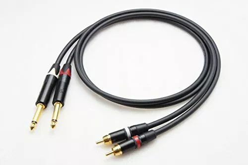 1 Foot -Mogami 2534 Quad Stereo Pair (L, R)  | Neutrik Gold TS to RCA