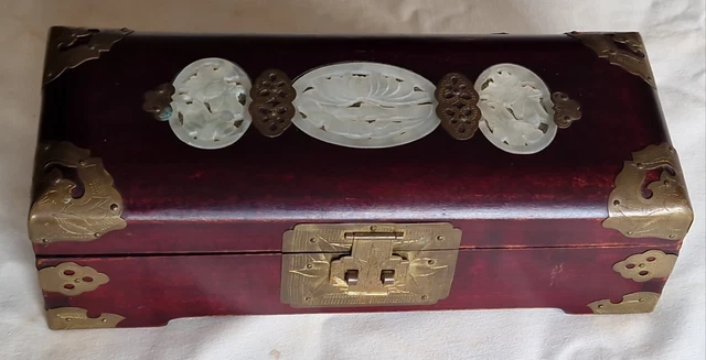 Coffret à Bijoux Asiatique Vintage En Bois Laqué Et Métal Sculpté - Occasion
