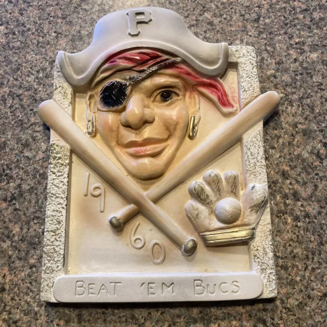 Vintage 1960 Beat ‘Em Bucs Plaster Plaque Buccaneers Baseball