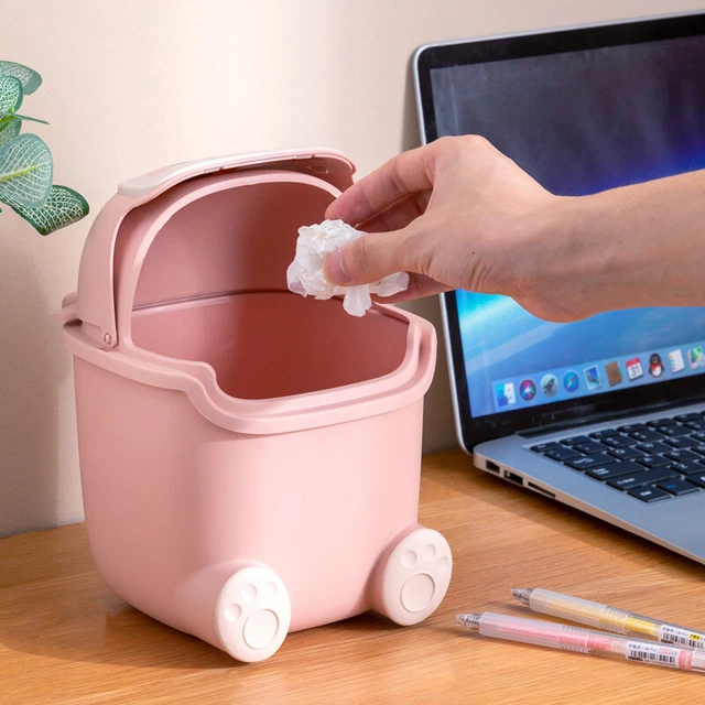 Ins Desktop Small Trash Bin Waste Bin Bedroom Home Cute Trash Can With Lid Y3