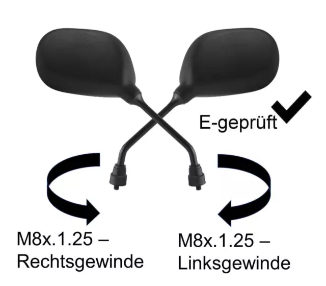 Spiegel Paar universal für Roller M8 Gewinde rechts links NEU