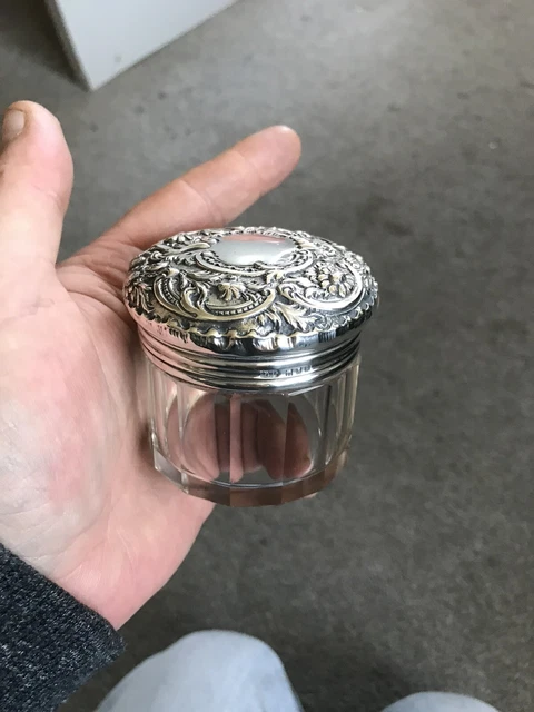 Superb Mappin & Webb London 1859 Rococo sterling Silver screw lidded glass jar