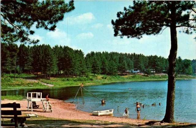 Postcard Runkle Lake Crystal Falls Mich In Michigan's Upper Peninsula