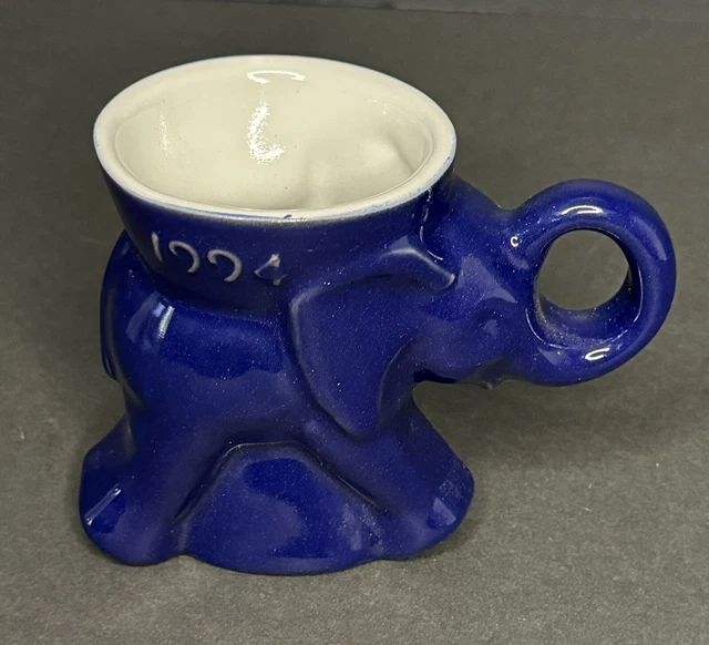 1994 Frankoma Pottery Republican GOP Elephant Political Mug Cobalt Blue