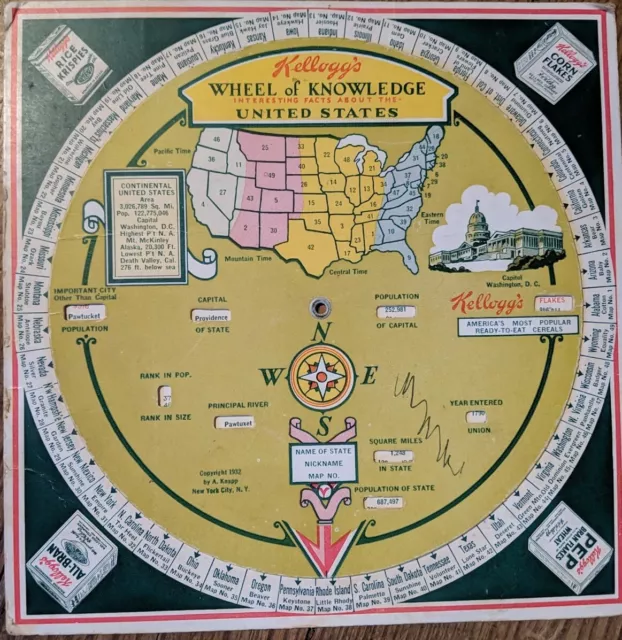 Ad Kelloggs Wheel Of Knowledge Interesting Facts About The United States