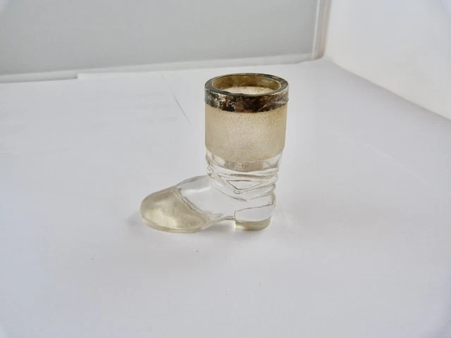 1899 Victorian - Solid Silver  & Glass Boot - Vesta Case/Match Safe - 114 Grams