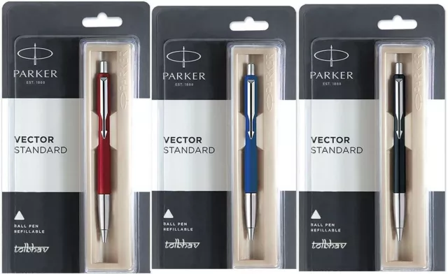 Stylo Bille Parker Vector Standard CT Encre Bleue Rouge Bleu Noir Corps...