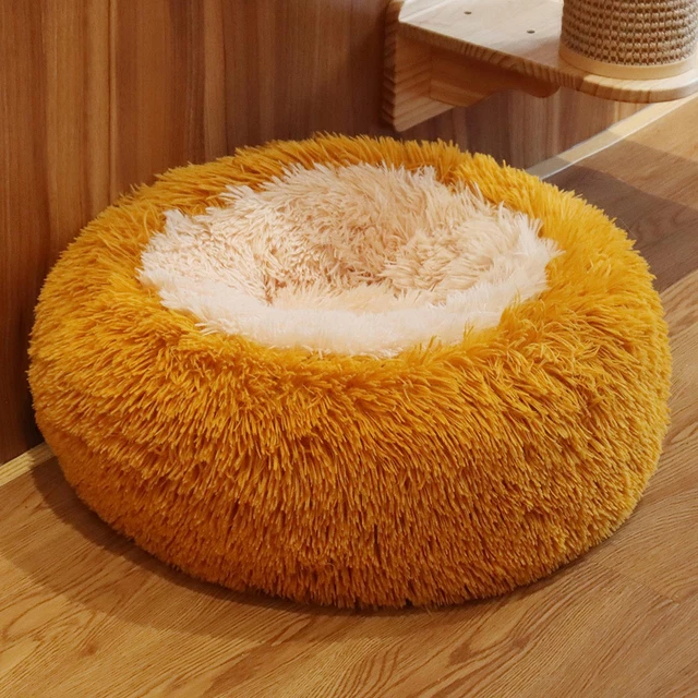 Donut Plush Pet Dog Cat Bed Soft Warm Calming Bed Sleeping Kennel Nest 40cm 2