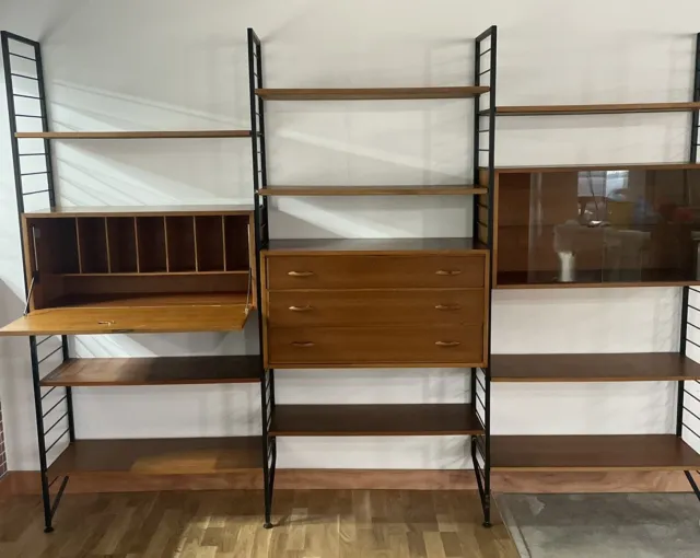 Outstanding 3 Bay Teak Ladderax Shelving /Display Stand Bookcase We Deliver