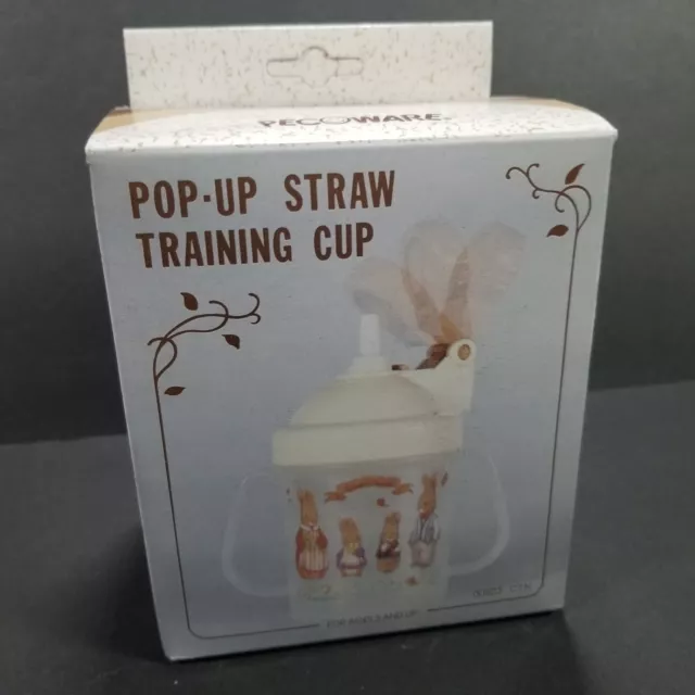 VTG Pecoware Rabbit  Fun Pop Up Straw Training Sippy Cup Easter Bunny Child