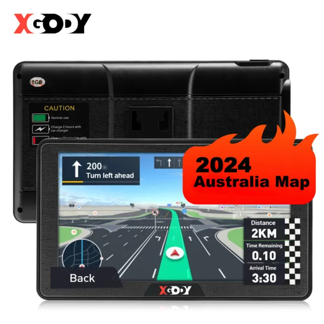 XGODY 7'' Portable Touchscreen Truck & Car GPS Navigation 2024 Australia Map NEW