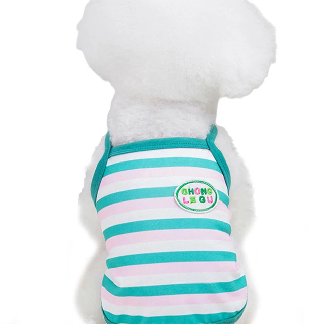 Dog T-shirt Breathable Ornamental Contrasting Stripes Pet Vest Portable