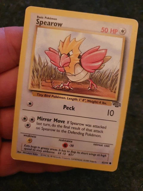 Pokemon Karte Spearow 62/64 v.1999 Dschungel Edition english Jungle Habitak
