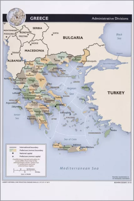 Poster, Many Sizes; Cia Map Of Greece, Administrative Divisions 2010