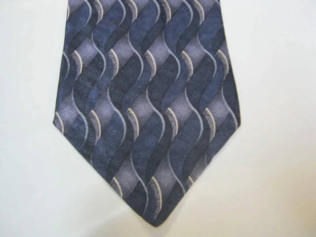 J. Ferrar black blue white geometric Silk tie 58 x 4 Necktie 15857