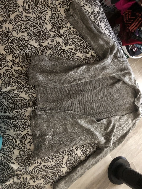 Eileen Fisher Sweater Women Size Large Cardigan Open Front Gray Linen Blend
