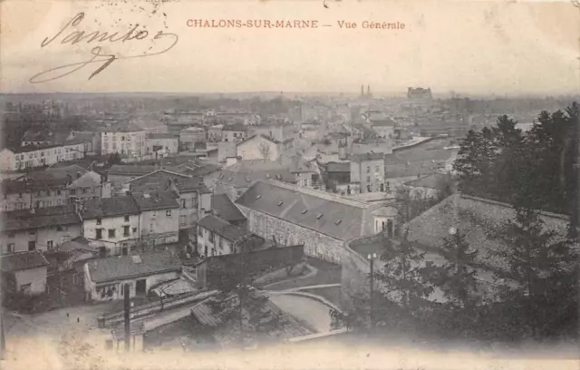 CPA 51 CHALONS SUR MARNE VUE GENERALE (dos non divisé)