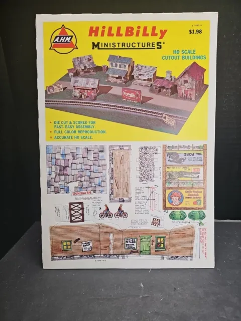 A.H.M Hillbilly mini Structures HO Scale Cutout Buildings #5680 G (Year 1974)