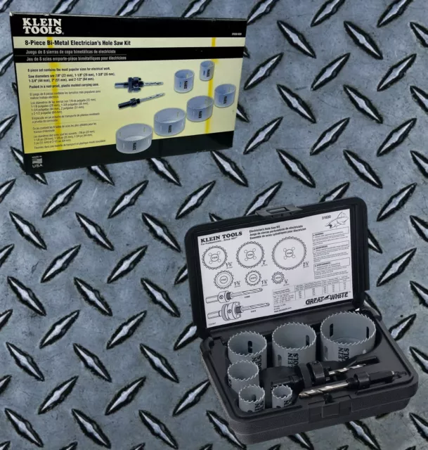 New KLEIN TOOLS 31630 ~  8 Piece BI-METAL ELECTRICIANS HOLE SAW KIT