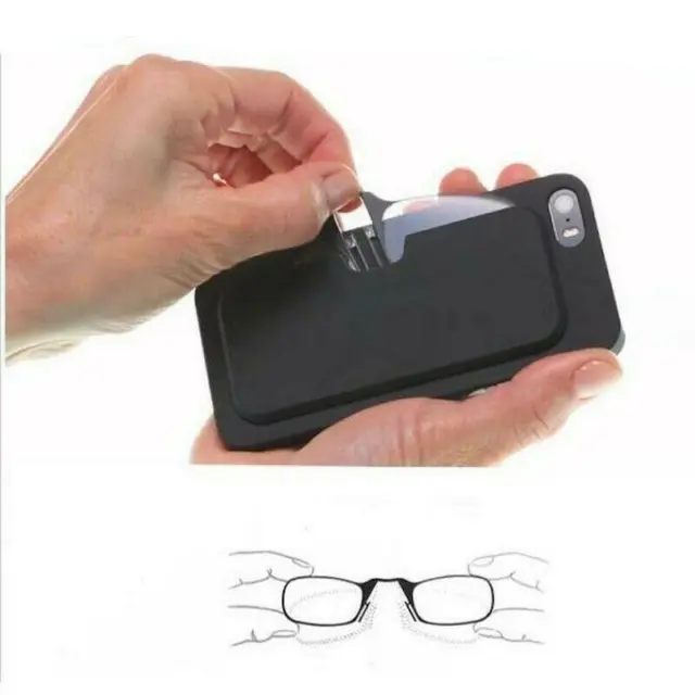 Ultra Thin Reading Glasses Nose Clip Optics Phone Case +1.0 +1.5 +2.0 +2.5 +3.0