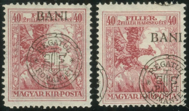 Romania Hungary 1919 CLUJ WAR AID III. 40 B SHIFTED OVP: Error GENUINE MNH,OG,VF
