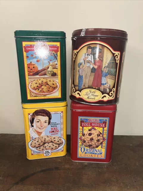 Lot Of 4 Vintage Nestle Toll House Chocolate Chip Tins EUC