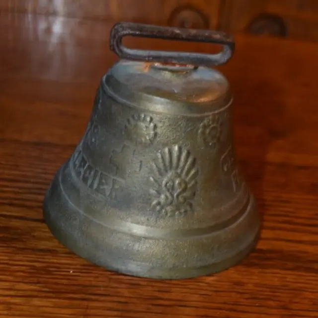 Antique Collectible 1878 Saignelegier Chiantel Fondeur Swiss Brass Cowbell