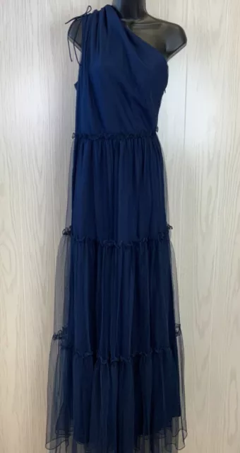 ZAC Zac Posen Christy One Shoulder Gown, Women's Size 12, Navy NEW