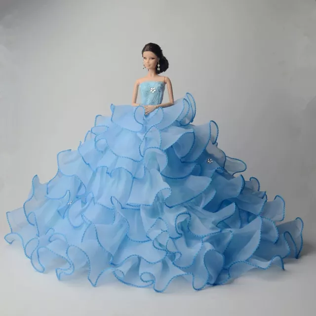 Blue Wedding Dress for 11.5 inch Doll Princess Long Gown Doll Clothes 1/6 Toys