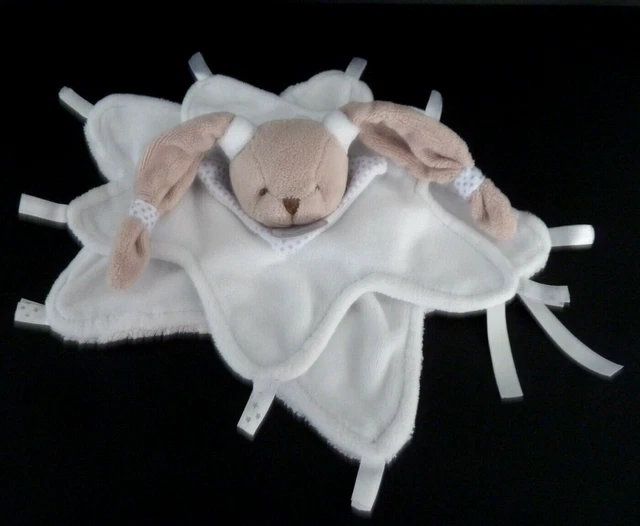 S12. DOUDOU ET COMPAGNIE LAPIN plat Céleste blanc beige étoile DC2398 - TTBE
